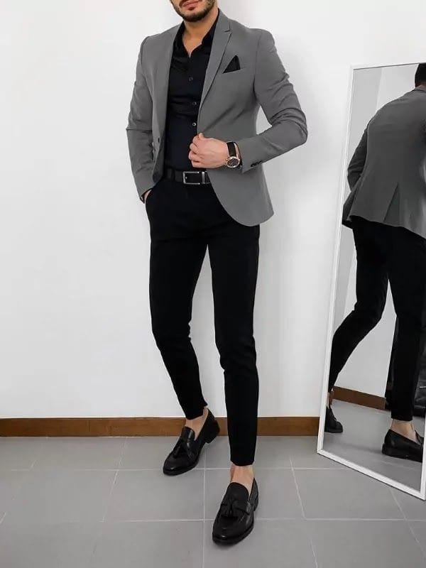 Dark hot sale grey blazer